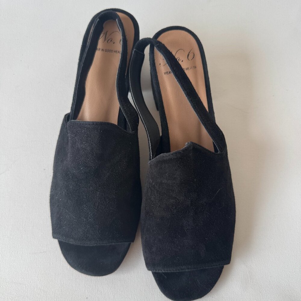 No. 6 Sling Back Mule Black Suede